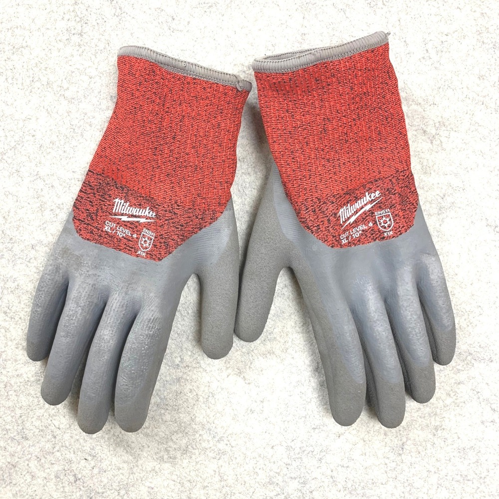 Milwaukee Work Gloves Mens XL Red Gray Cut Level 4 Insulated Dipped Grip